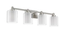 HOMEnhancements 18770 - Sonora 4-Light Vanity - NK  Clear & White Glass